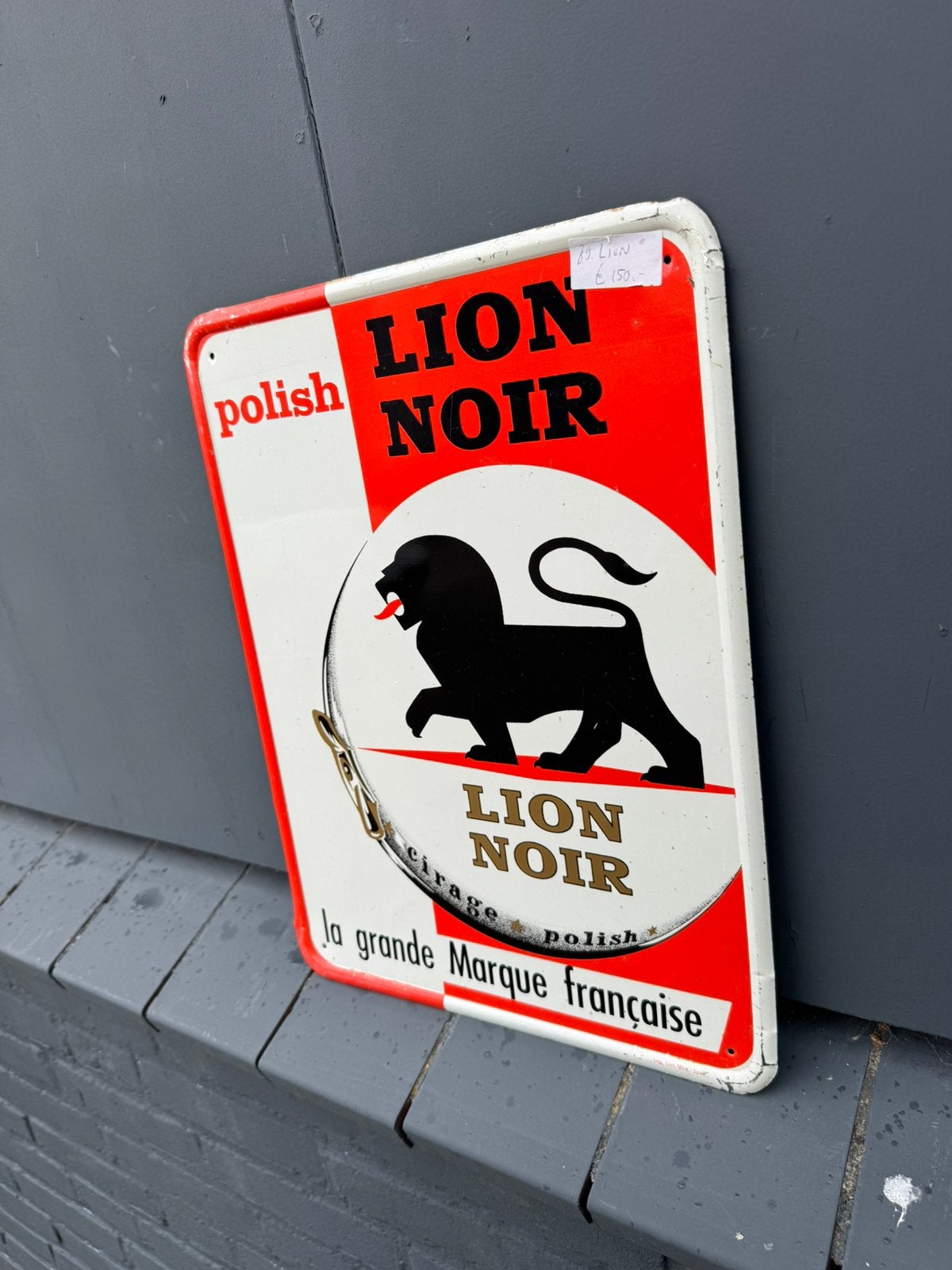 Lion Noir schoenpoets oud reclamebord, Ophalen of Verzenden, Gebruikt, Reclamebord