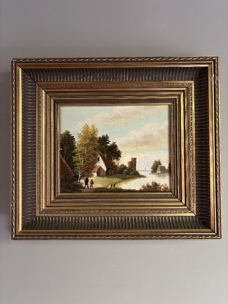 Hendrik Verberk – Olieverf op paneel – landschap jaren 50/60, Antiquités & Art, Art | Peinture | Classique, Enlèvement ou Envoi