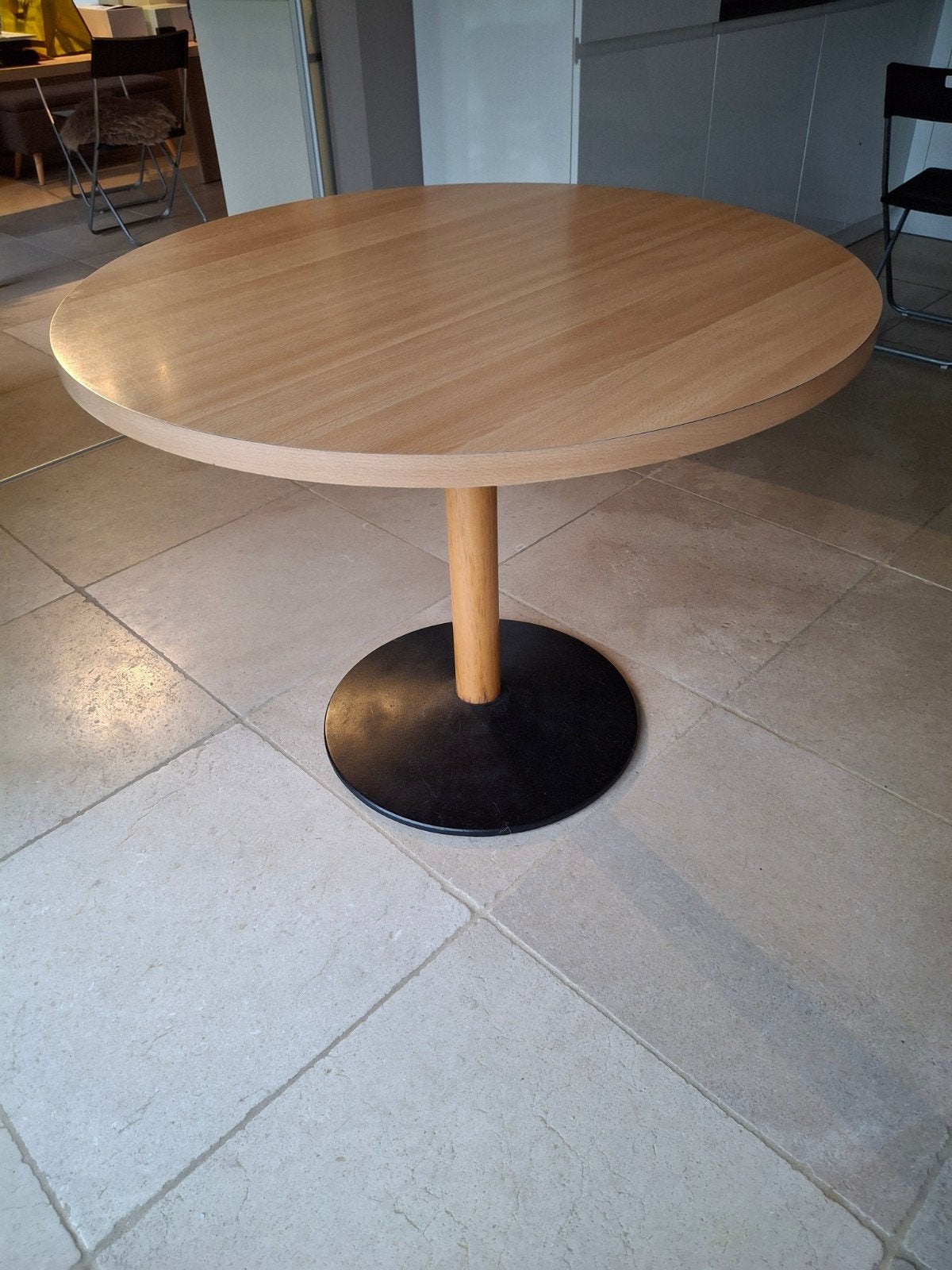 Keuken tafel diameter  1m. Gietijzeren voet en paal, Enlèvement