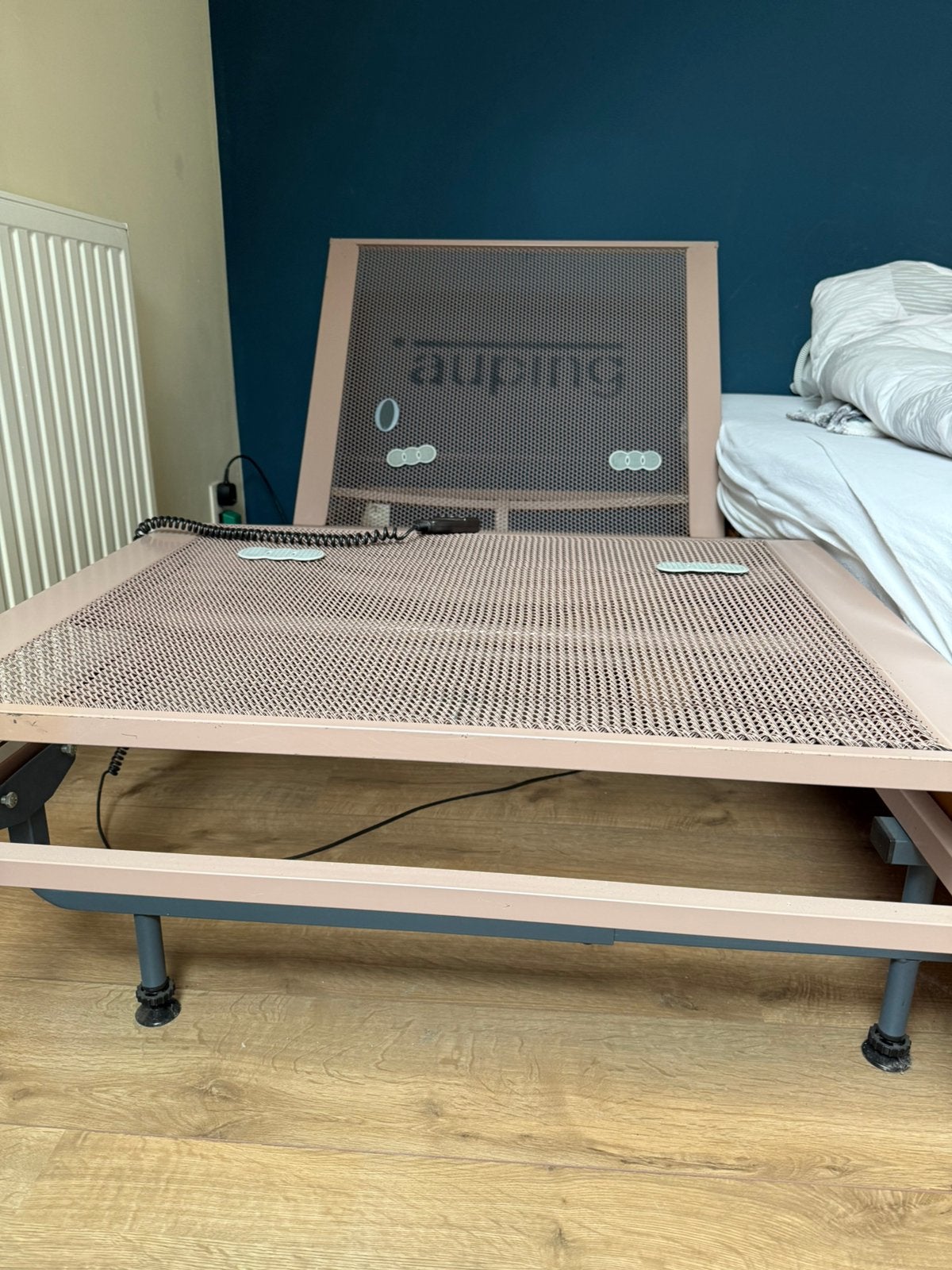 2x elektrische spiraalbodem (90x200) auping met onderstel, Brun, Enlèvement, Utilisé, 180 cm