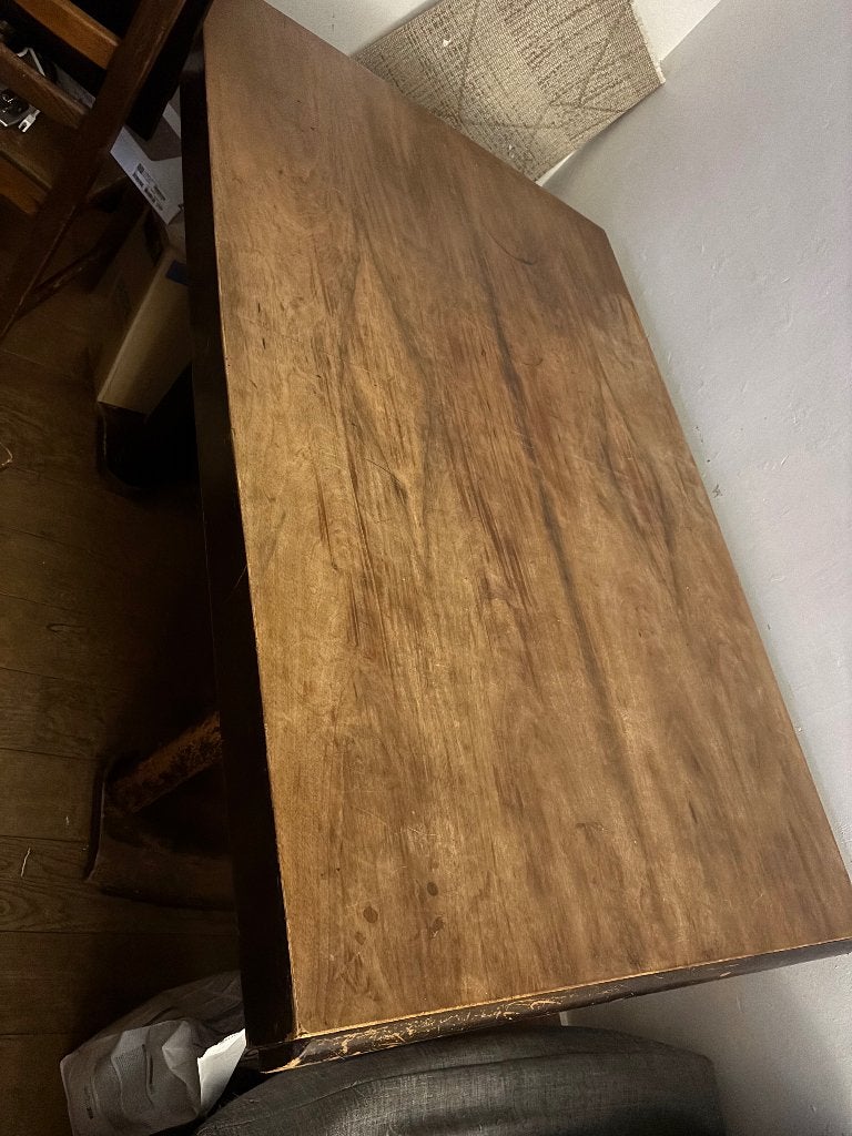 Grand bureau en bois à donner, Ophalen, Gebruikt, Hout, Bruin