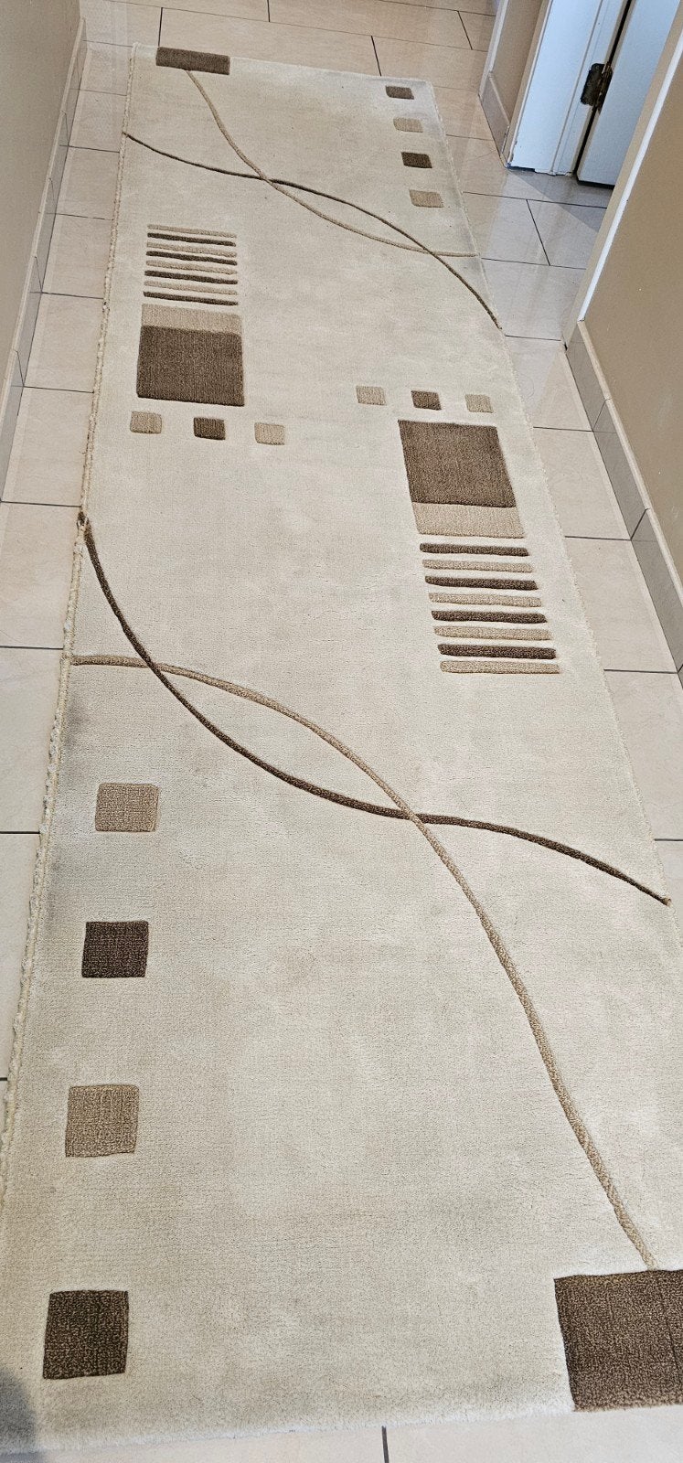 Wollen tapijt loper, Maison & Meubles, Ameublement | Revêtements de sol, Moins de 5 m², Beige, Landelijk, Enlèvement