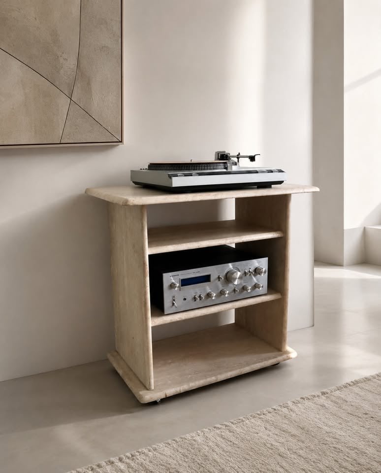 Vintage Travertine stereo kast Italy 1970, Enlèvement