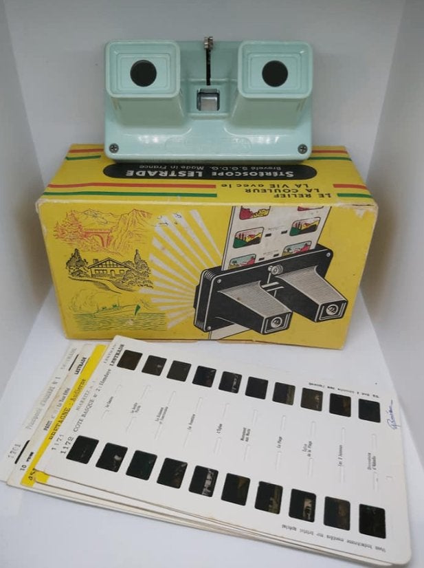 Stereoscoop lestrade simplex met 10 kaarten, Antiek en Kunst, Ophalen of Verzenden