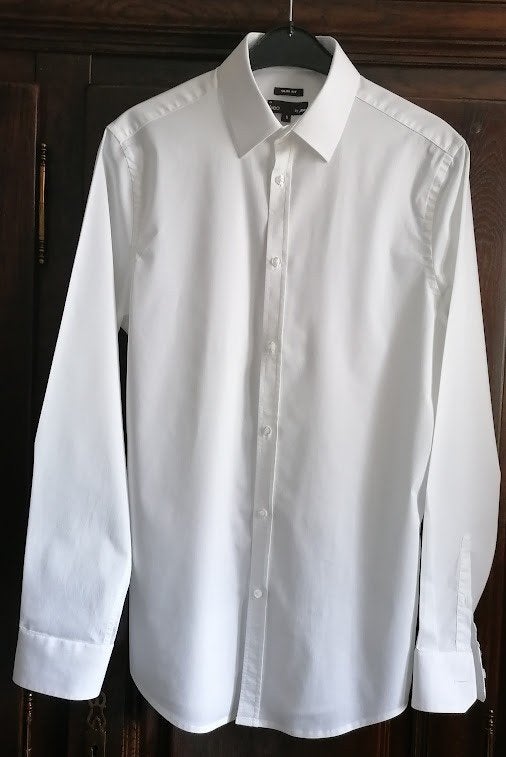 Wit hemd met lange mouwen slim fit van Iveo JBC, S, Ophalen of Verzenden, Zo goed als nieuw, Wit