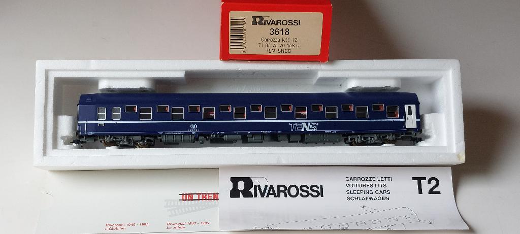 SNCB/NMBS RIVAROSSI VOITURE-LITS T2 TEN*HO*DC N3618, Autres marques, Analogique, Set de Trains, Envoi