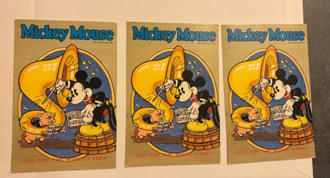 3x Vintage Mickey Mouse postkaarten - 1980 – Made in Japan, Verzamelen, Postkaarten | Themakaarten, Verzenden, 1980 tot heden