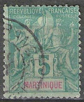 Martinique 1892 - Yvert 34 - Figures allégoriques - 5 c (ST), Envoi, Affranchi
