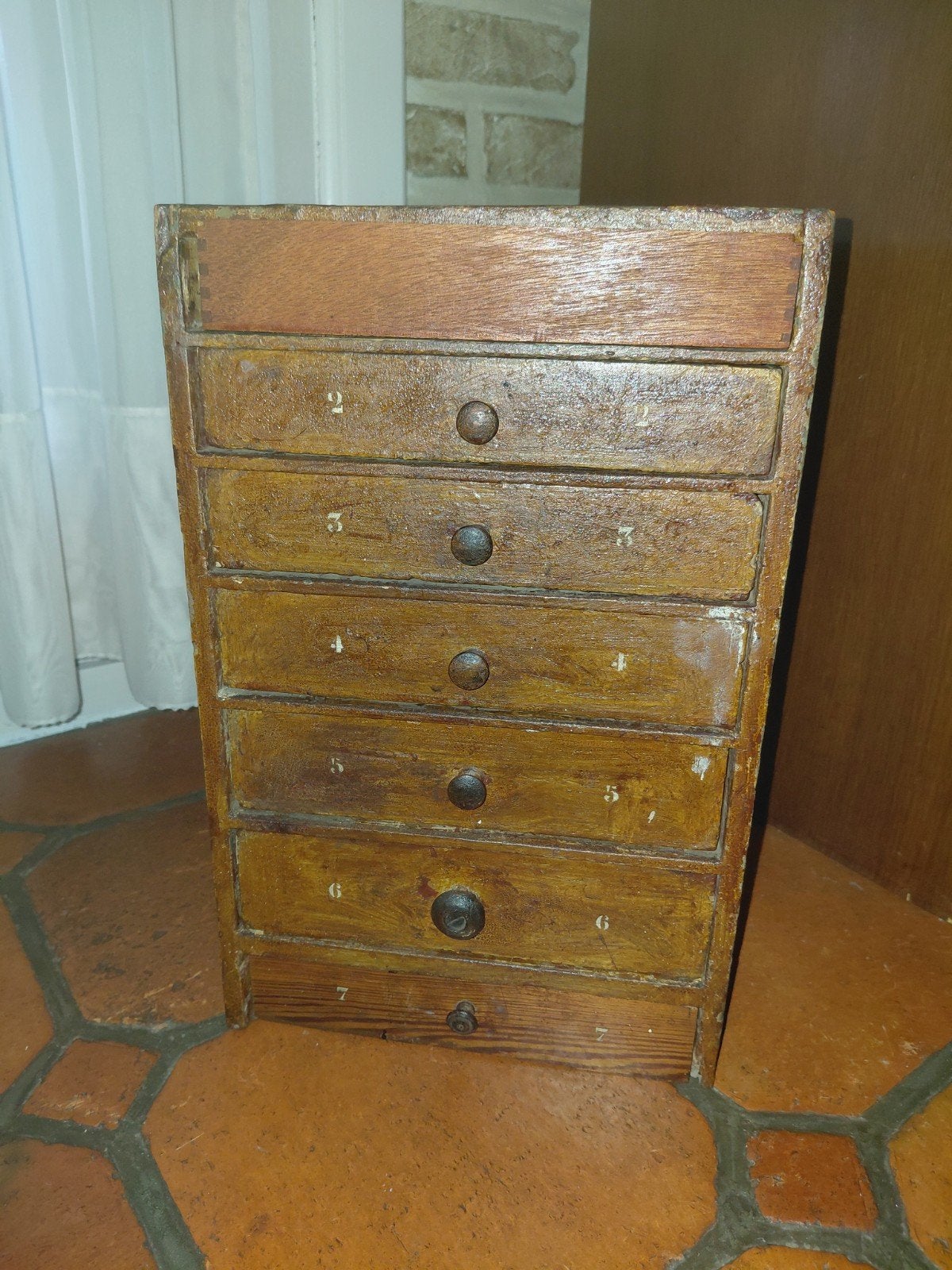 Antiek horlogemakerskastje, ladenkastje, kastje in hout, Antiek en Kunst, Ophalen of Verzenden