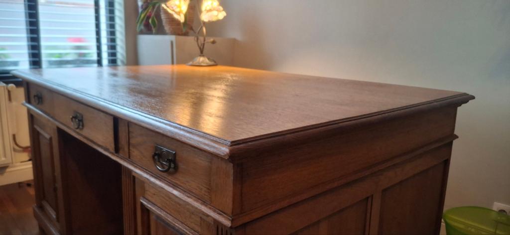Bureau ancien en chêne avec 2 côtés identiques, Enlèvement