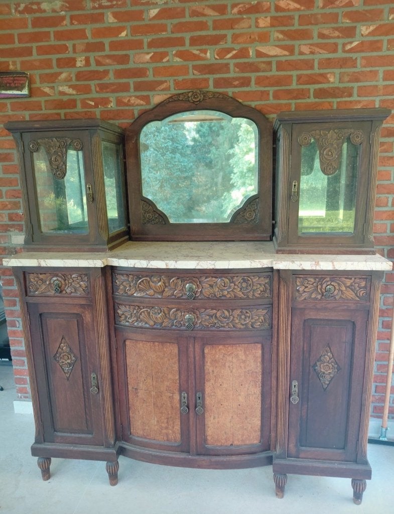 Buffet ancien en bois de ronce, Maison & Meubles, Armoires | Buffets, Enlèvement, Autres essences de bois, Avec tiroir(s)
