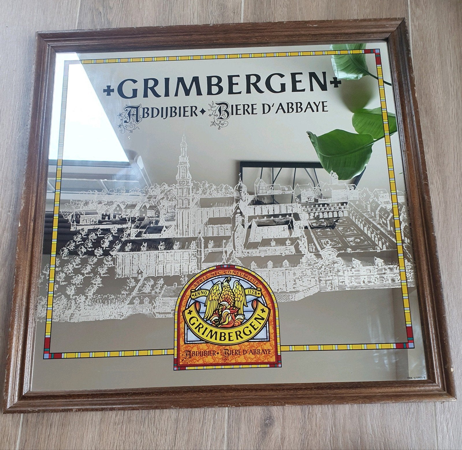 Bier Reclame Spiegel - Grimbergen 1985 -, Ophalen, Gebruikt, Reclamebord, Plaat of Schild, Overige merken