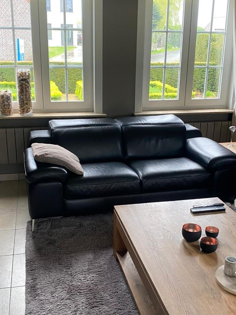 Zwarte Zetels Natuzzi, Huis en Inrichting, Ophalen, Driepersoons, Leer, Zo goed als nieuw