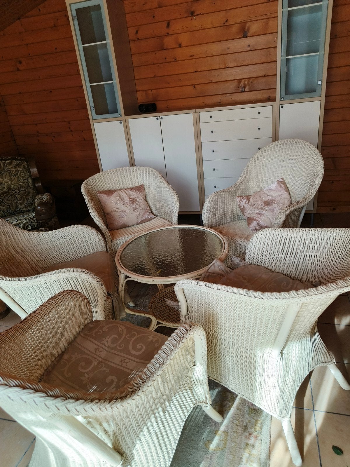 wit tuinstel, Tuin en Terras, Ophalen, 5 zitplaatsen, Rotan, Zo goed als nieuw