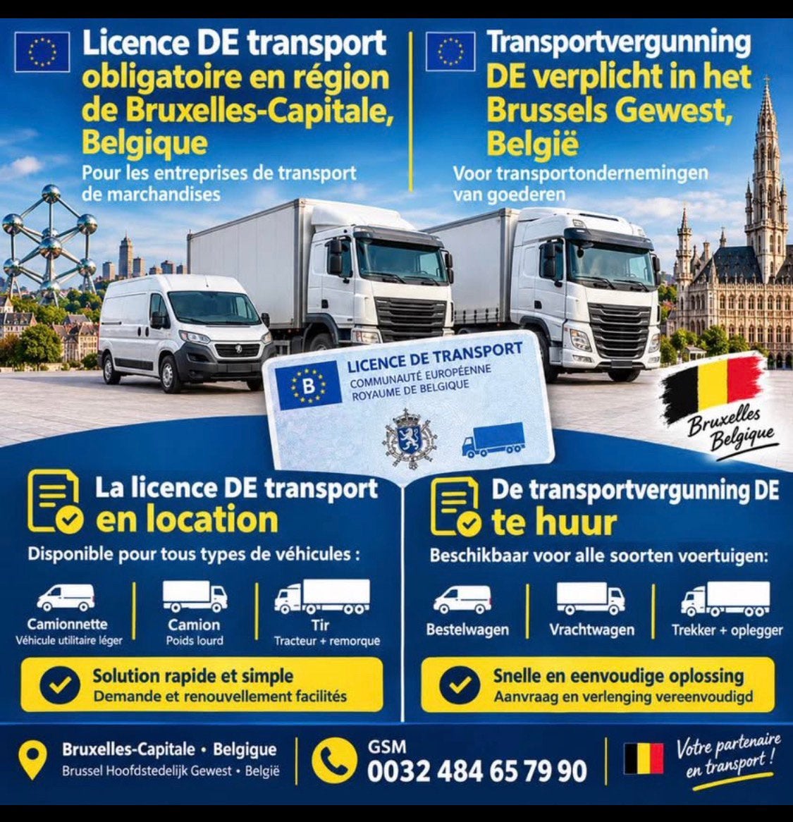 Transport de licence a louer