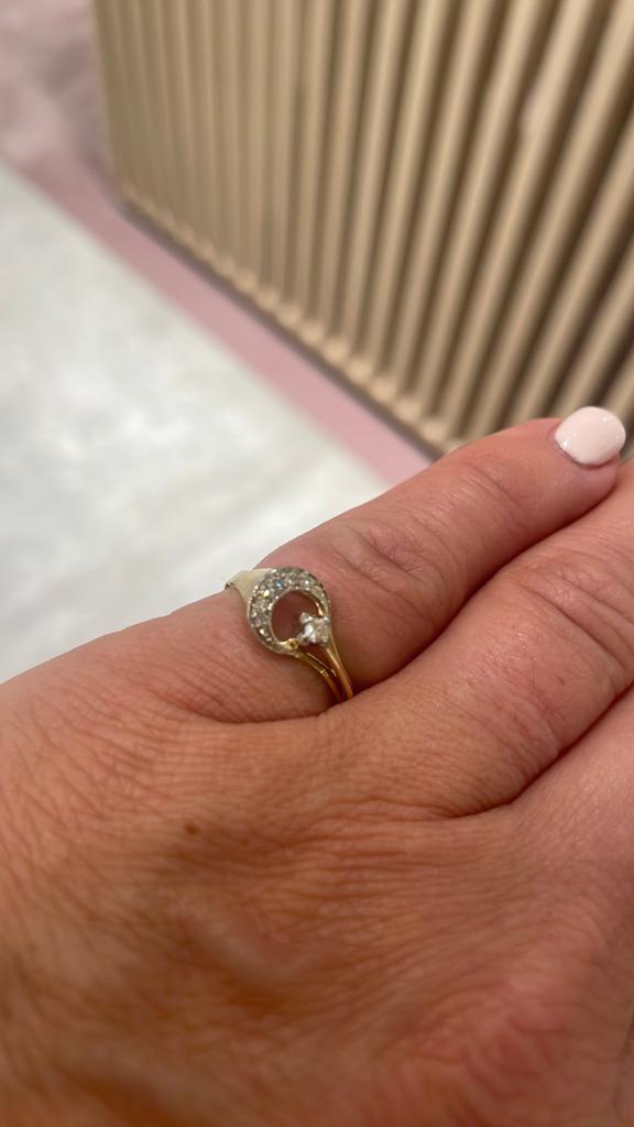 Ring 18 kt briljant, Handtassen en Accessoires, Ringen, Verzenden, Geel, Met edelsteen, Dame