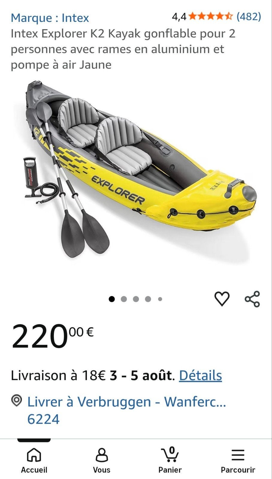 kayak Explorer K2, Sports nautiques & Bateaux, Kayaks, Enlèvement ou Envoi