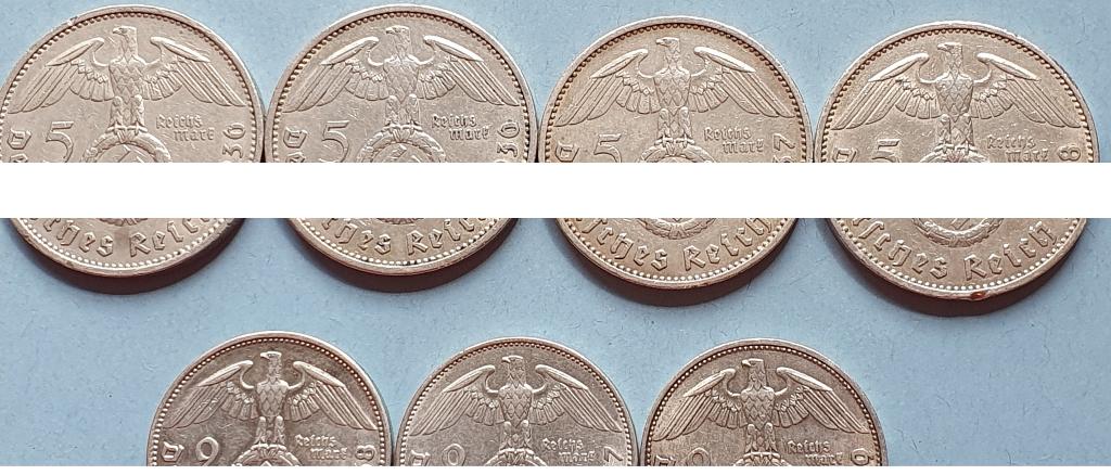 2 en 5 Reichsmark Duitsland zilver 1936 - 1939, Enlèvement ou Envoi, Allemagne, Argent