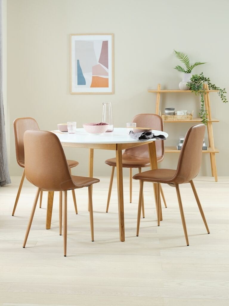 Tafel JEGIND Ø105 wit/naturel, Huis en Inrichting, Ophalen