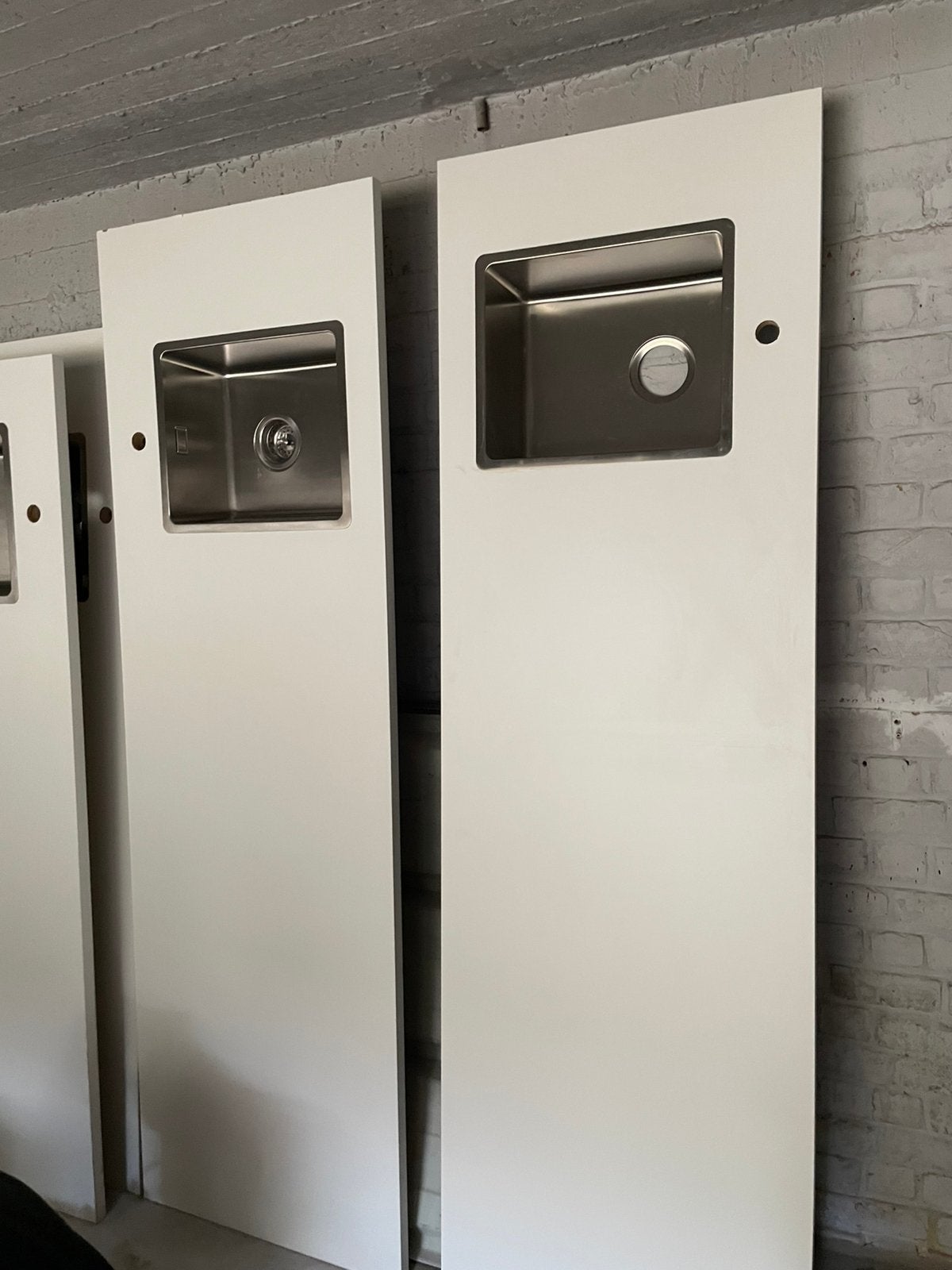 Plans de travail blanc IKEA avec évier inox intégré, Ophalen, Zo goed als nieuw
