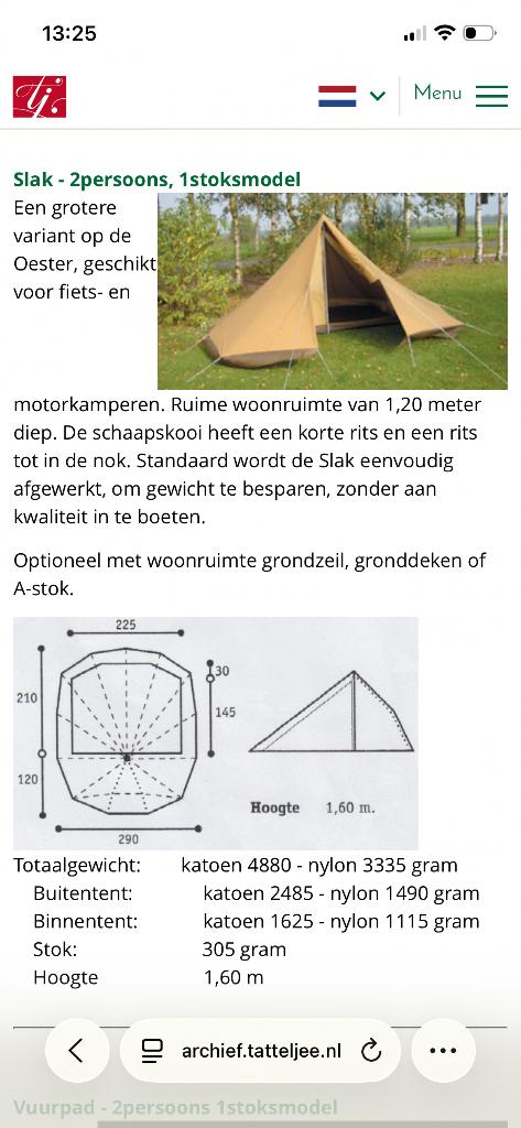 Katoenen tent Erdman Schmidt, Caravans en Kamperen, Tenten, Ophalen