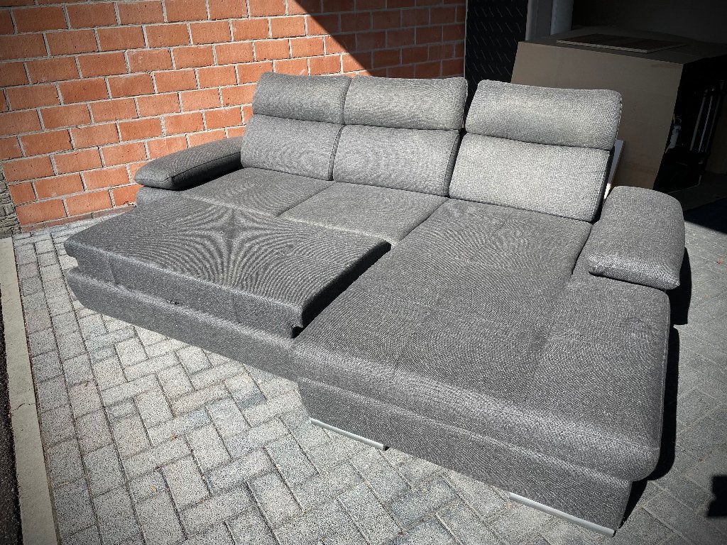 Salon met bedfunctie en opengaande longchair / ALS NIEUW, Ophalen, Zo goed als nieuw, Stof
