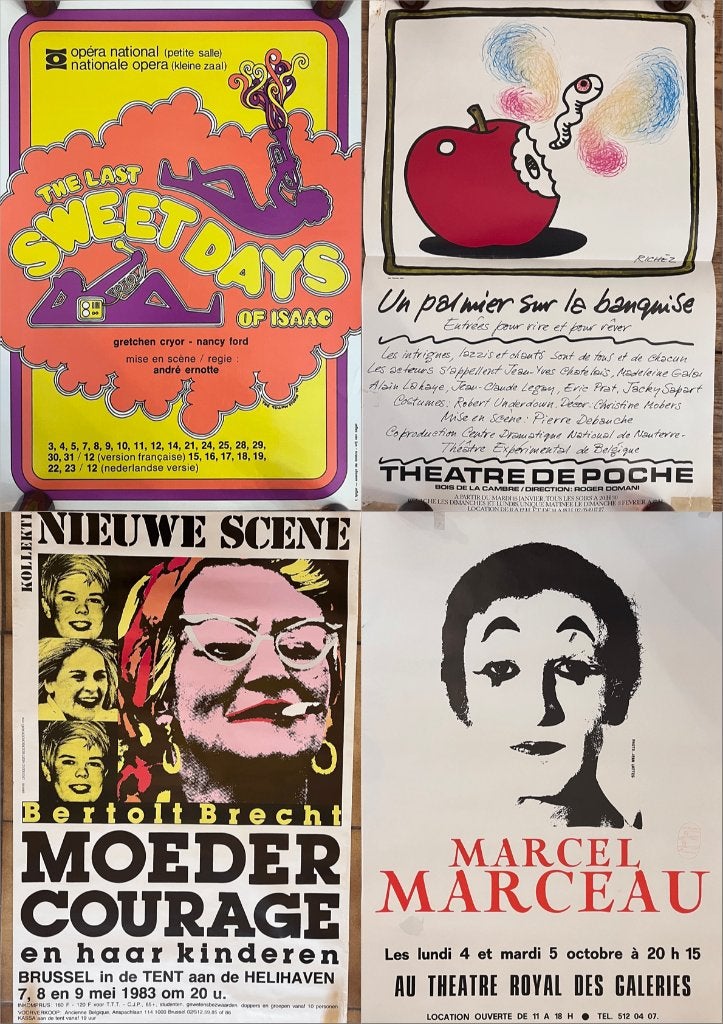 Lot 160 affiches vintage théâtre opéra spectacle BRUXELLES, Collections, Enlèvement, Utilisé, Autres sujets/thèmes, Affiche ou Poster pour porte ou plus grand