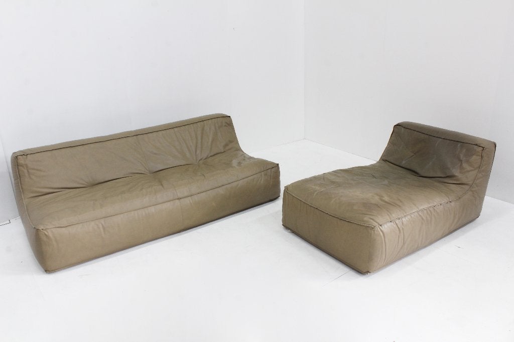 Vintage modular green leather sofa by Verzelloni Italy 1990s, Ophalen of Verzenden