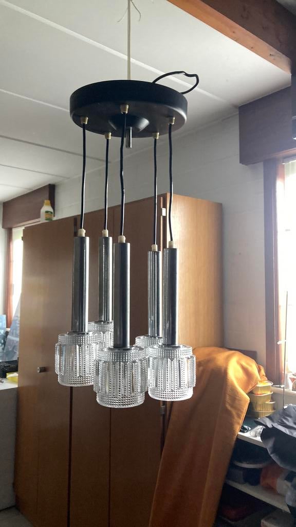 Vintage luster met 5 lampen, Enlèvement, Comme neuf, Vintage