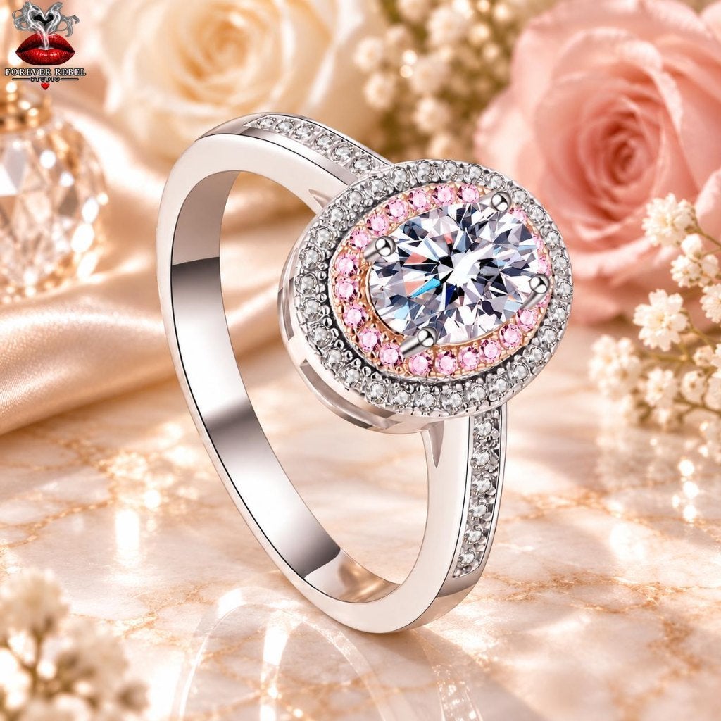Pink Voltage 1,0 ct - 925 Zilver met VVS moissanite, Handtassen en Accessoires, Nieuw, Ophalen of Verzenden, Met edelsteen, Dame