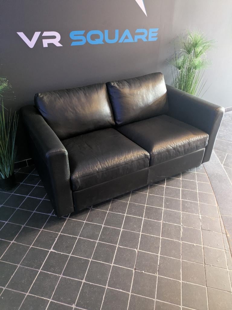 Zetel - VIMLE 2-zitsbank zwart kunstleer (4 beschikbaar), Huis en Inrichting, Ophalen, Kunststof, Gebruikt, 150 tot 200 cm
