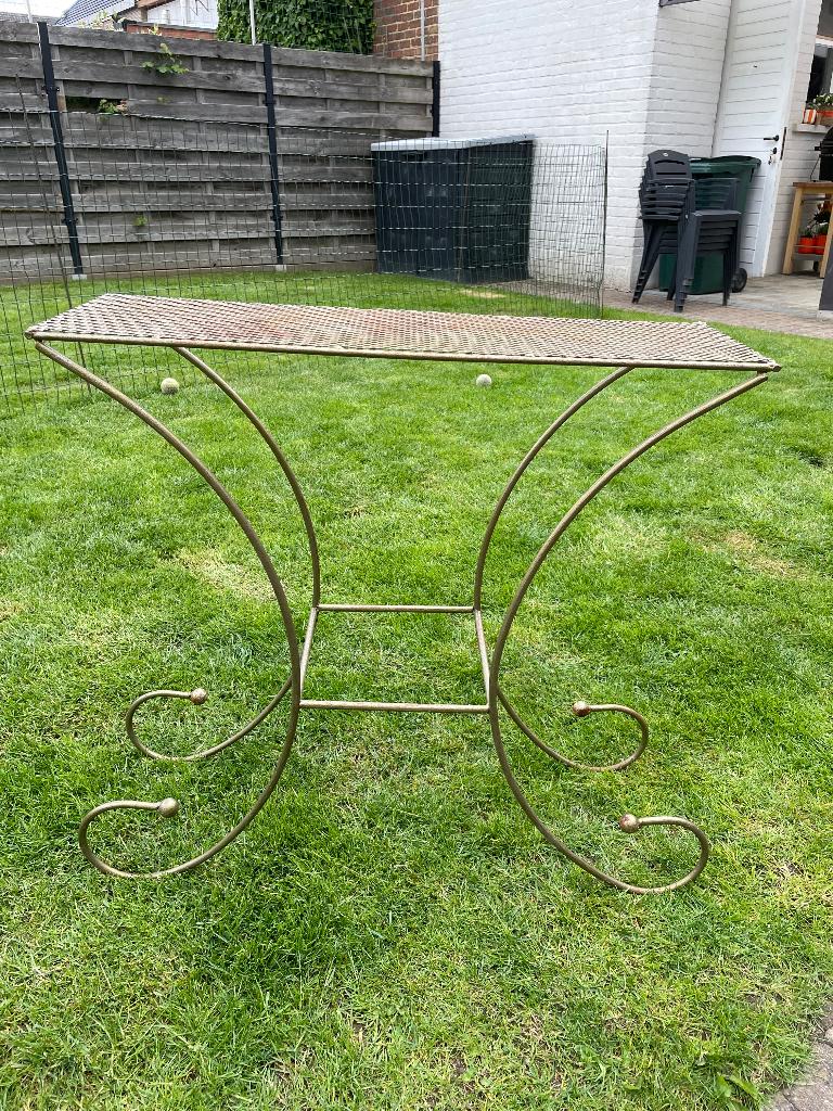 Metalen tafeltje, Tuin en Terras, Ophalen, Gebruikt, Rechthoekig, Metaal