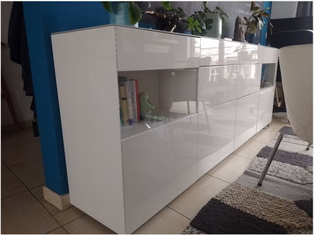 Prachtige hoogglans dressoir met LED, Huis en Inrichting, Kasten | Dressoirs, Ophalen, Modern minimalistisch, Met deur(en), Glas