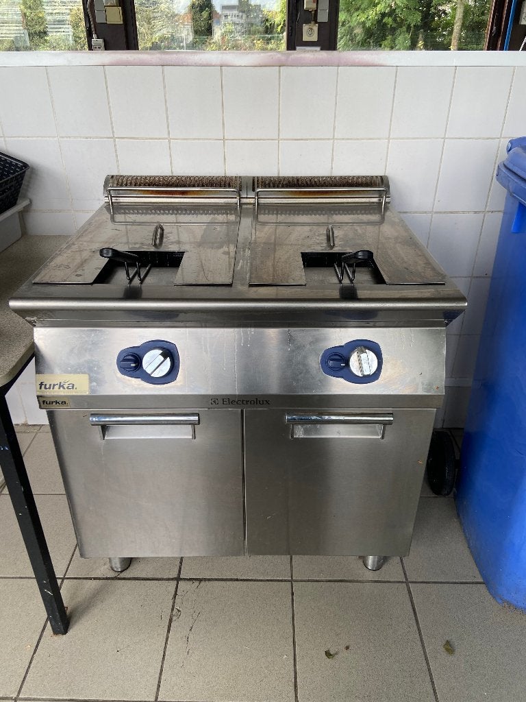 friteuse dubbel horeca op gas, Enlèvement, Utilisé, Cuisinière, Friteuse et Grils