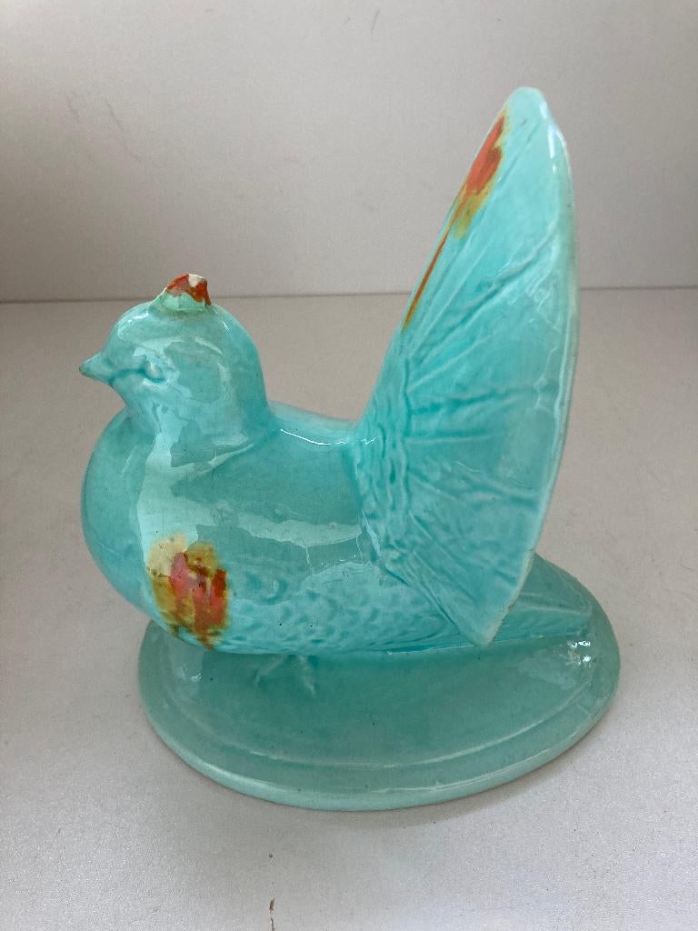 Art Deco Mooie blauwgroene duif in aardewerk, Ophalen of Verzenden