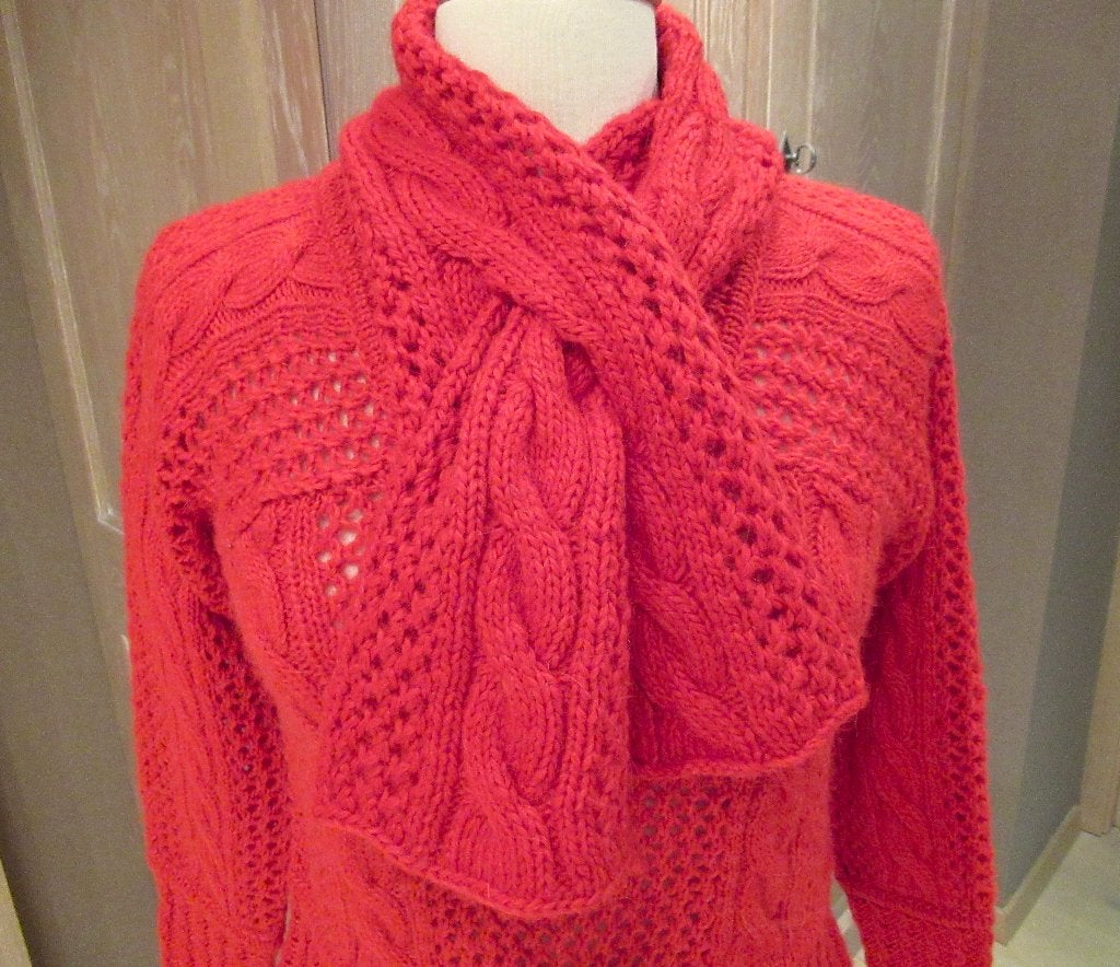 Nieuwe InWear trui in rode wol met sjaal, mt Medium, InWear, Envoi, Neuf, Rouge
