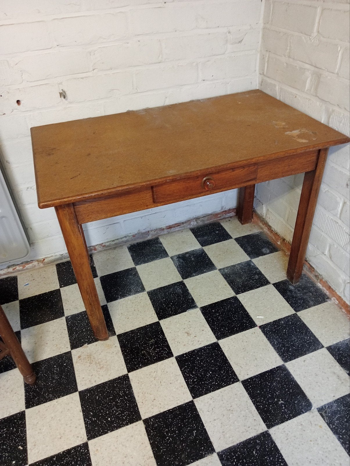 Antieke keuken tafel met schuif, Ophalen