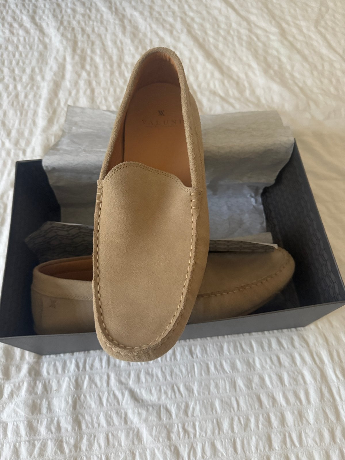 : Valuni Heren Suède Moccasins / Loafers, Enlèvement ou Envoi, Comme neuf, Beige