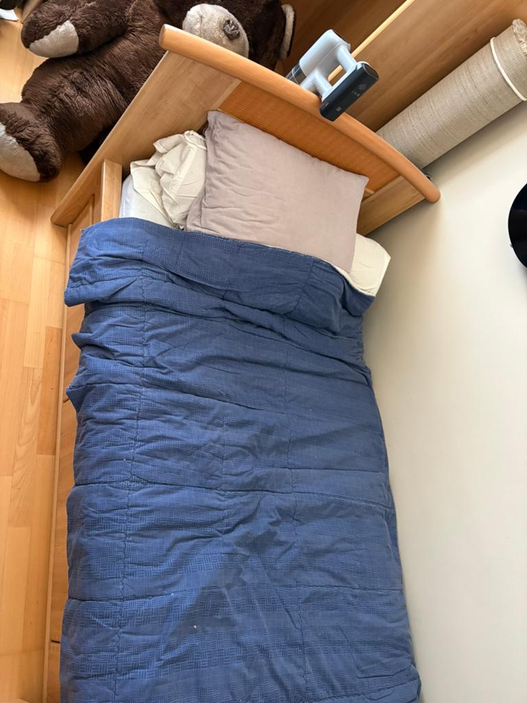 Lit 1 personne avec tiroirs de rangement, 90 cm, Beige, Une personne, Enlèvement