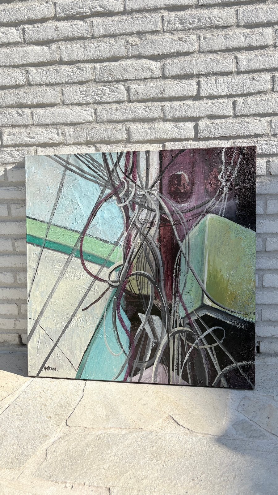 Schilderij 80 x 80 cm - thaise elektriciteit, Ophalen