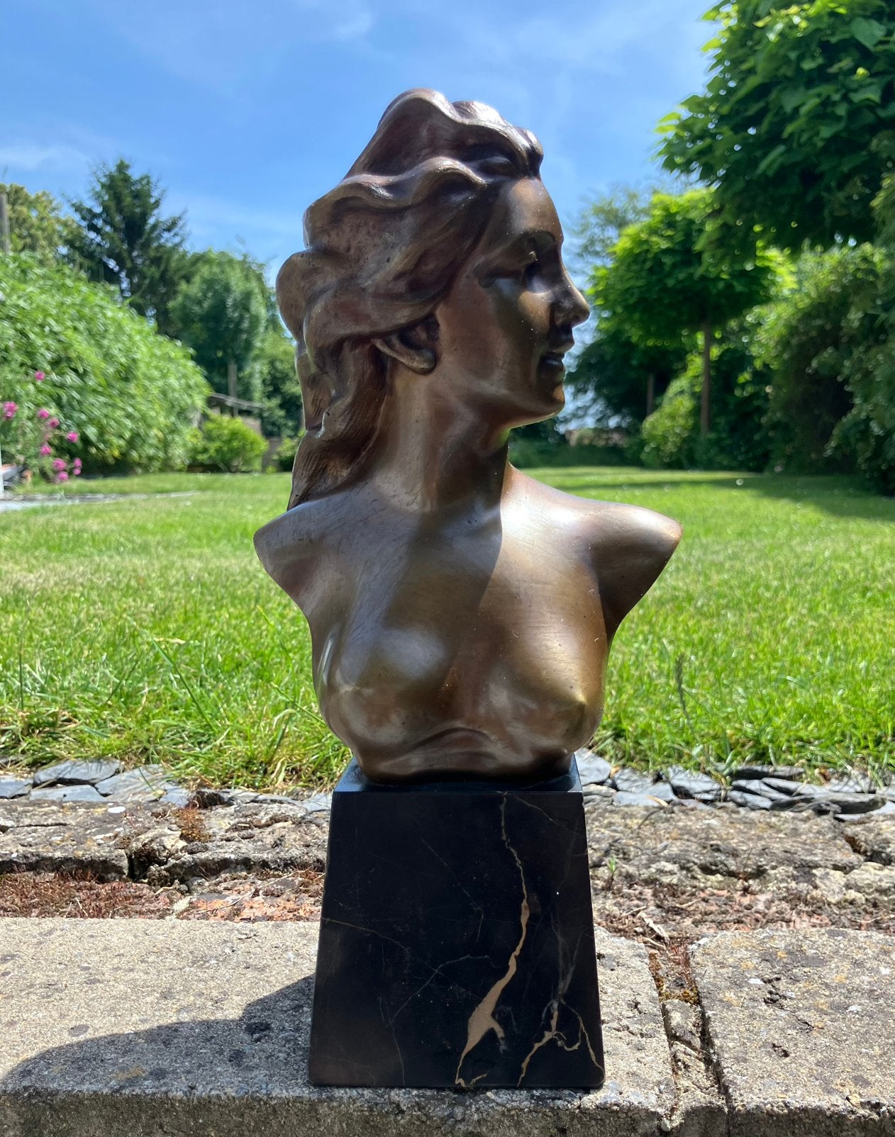 Buste en bronze socle en marbre noir, Enlèvement ou Envoi, Comme neuf
