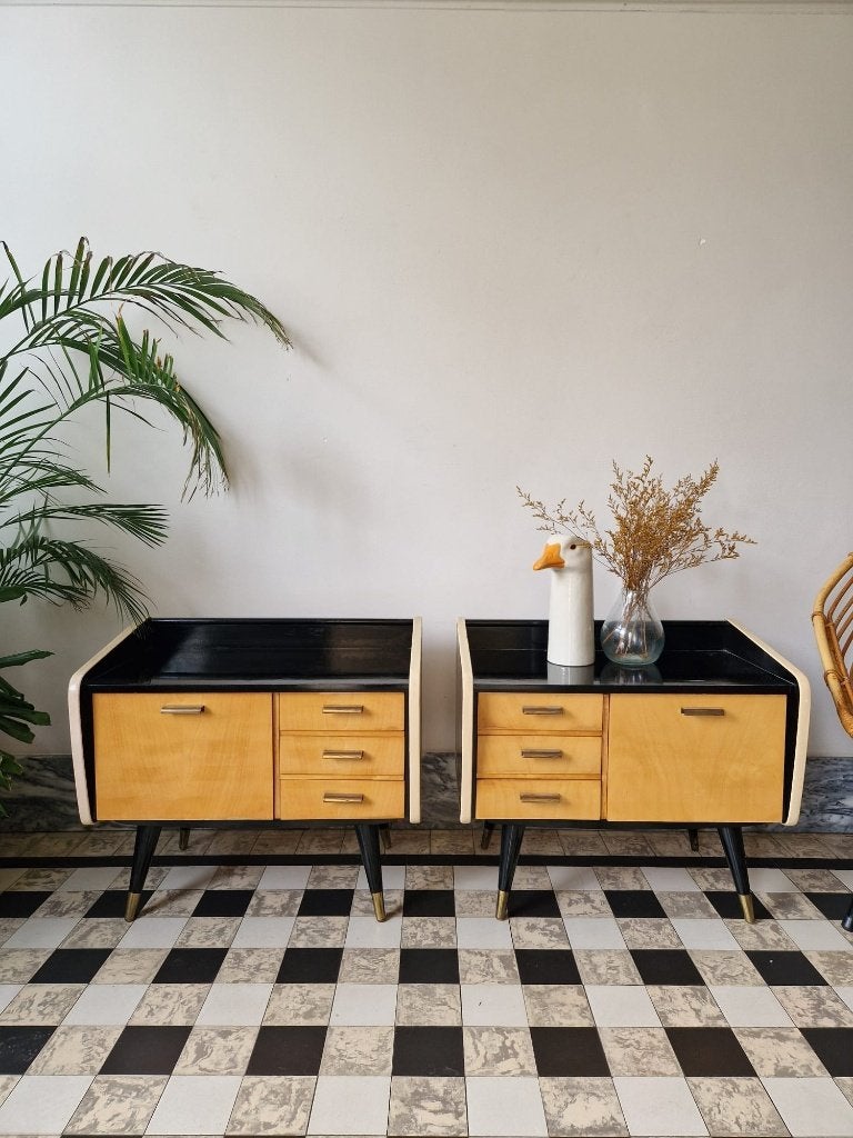 Vintage sixties nachtkastjes | kastjes | retro, Enlèvement, Utilisé