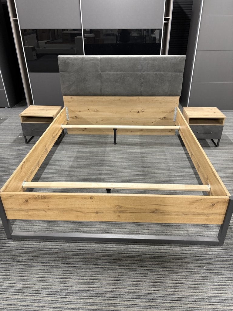 bed 160cm met 2 nachtkastjes NIEUW, Huis en Inrichting, Ophalen, Loft, tijdloos, industrieel, 200 cm, Grijs