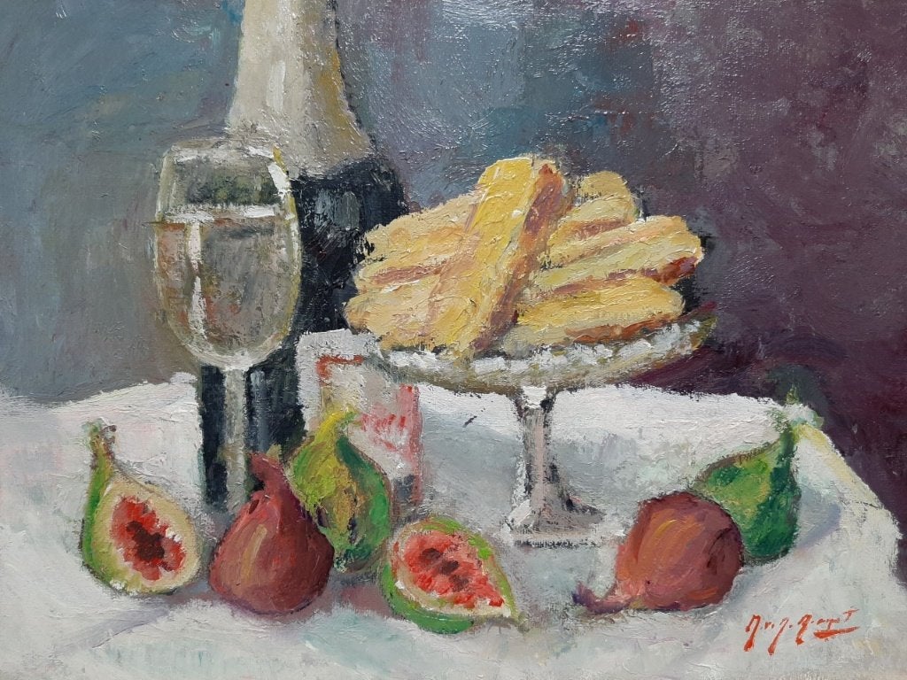Stillevens M.VAN DEN BEMPT   30x40, Antiek en Kunst, Doek, Stilleven, Impressionistisch, Ophalen of Verzenden