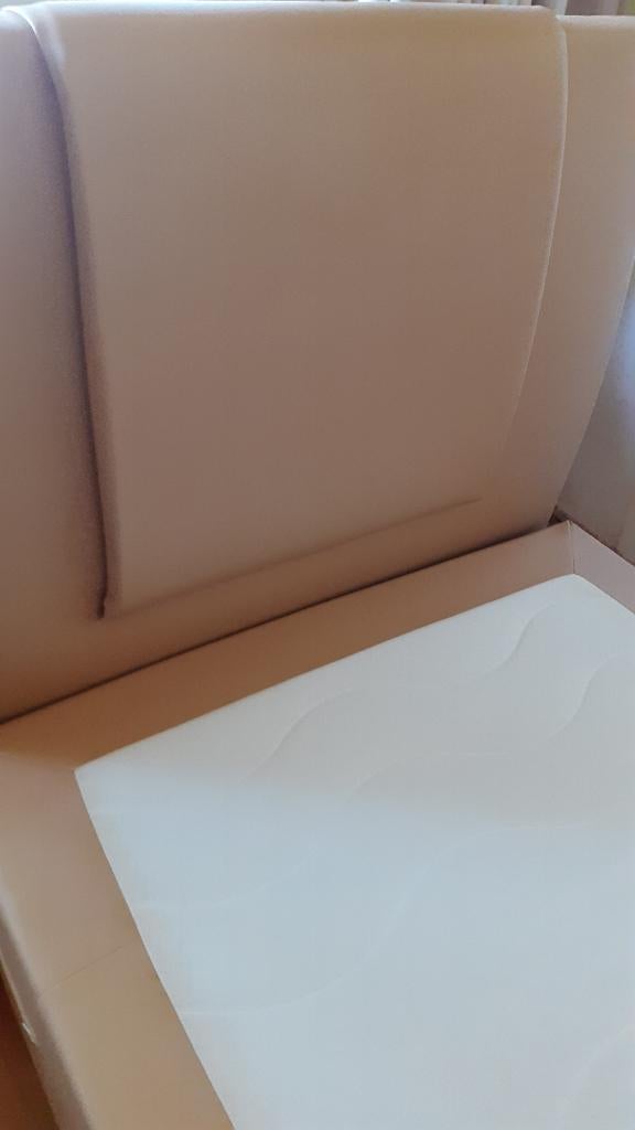 beige boxspring - 1 persoons, Ophalen, 90 cm, Eenpersoons, Zo goed als nieuw