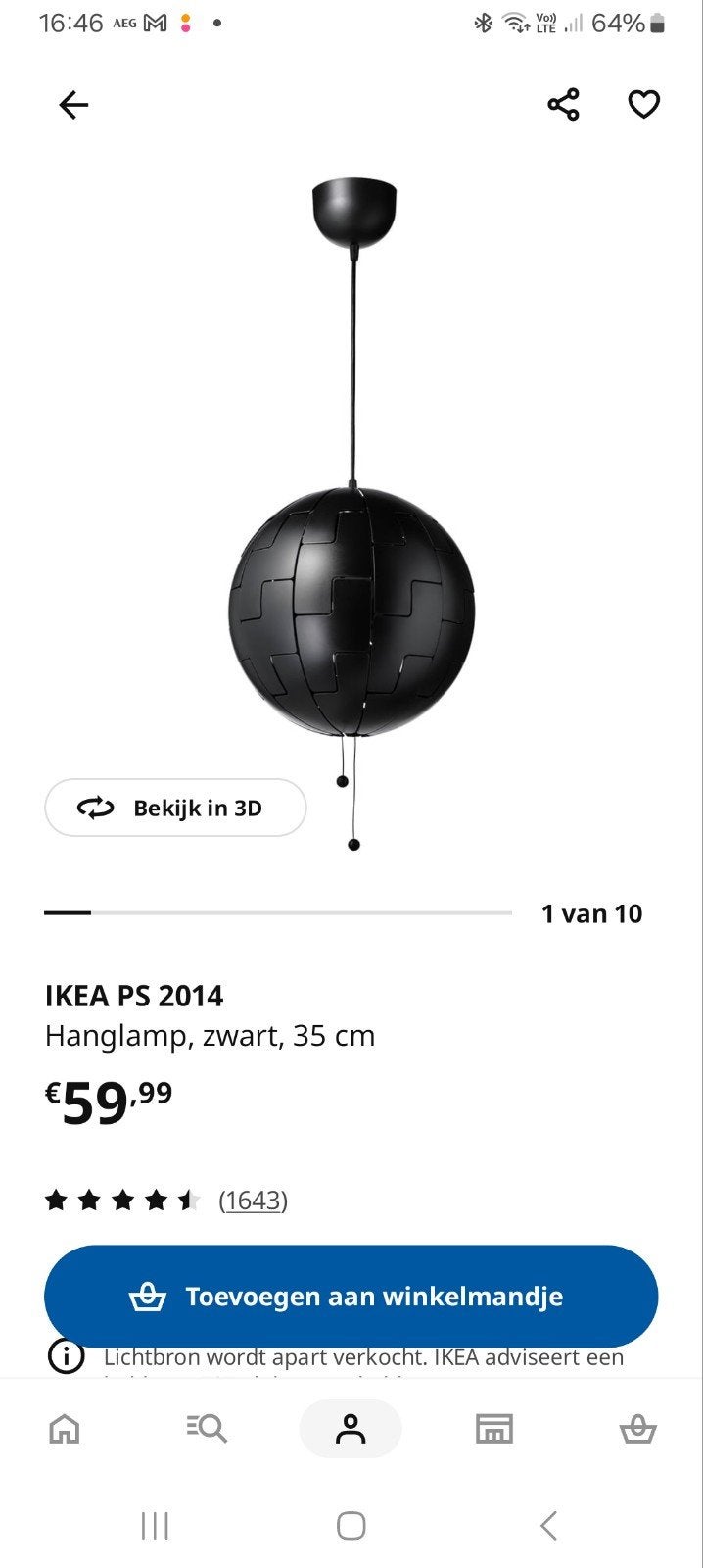 Ikea hanglamp ps 2014, Enlèvement, Utilisé, Synthétique