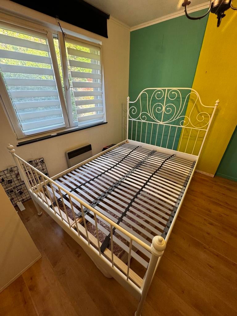 Lit Leirvik 140x200 + sommiers Lonset 2x 70x200, Huis en Inrichting, Slaapkamer | Bedden, Zo goed als nieuw, Ophalen