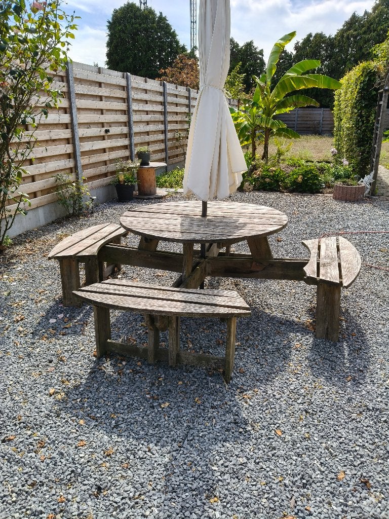 Terrastafel, Tuin en Terras, Ophalen, Gebruikt, Rond, Hout