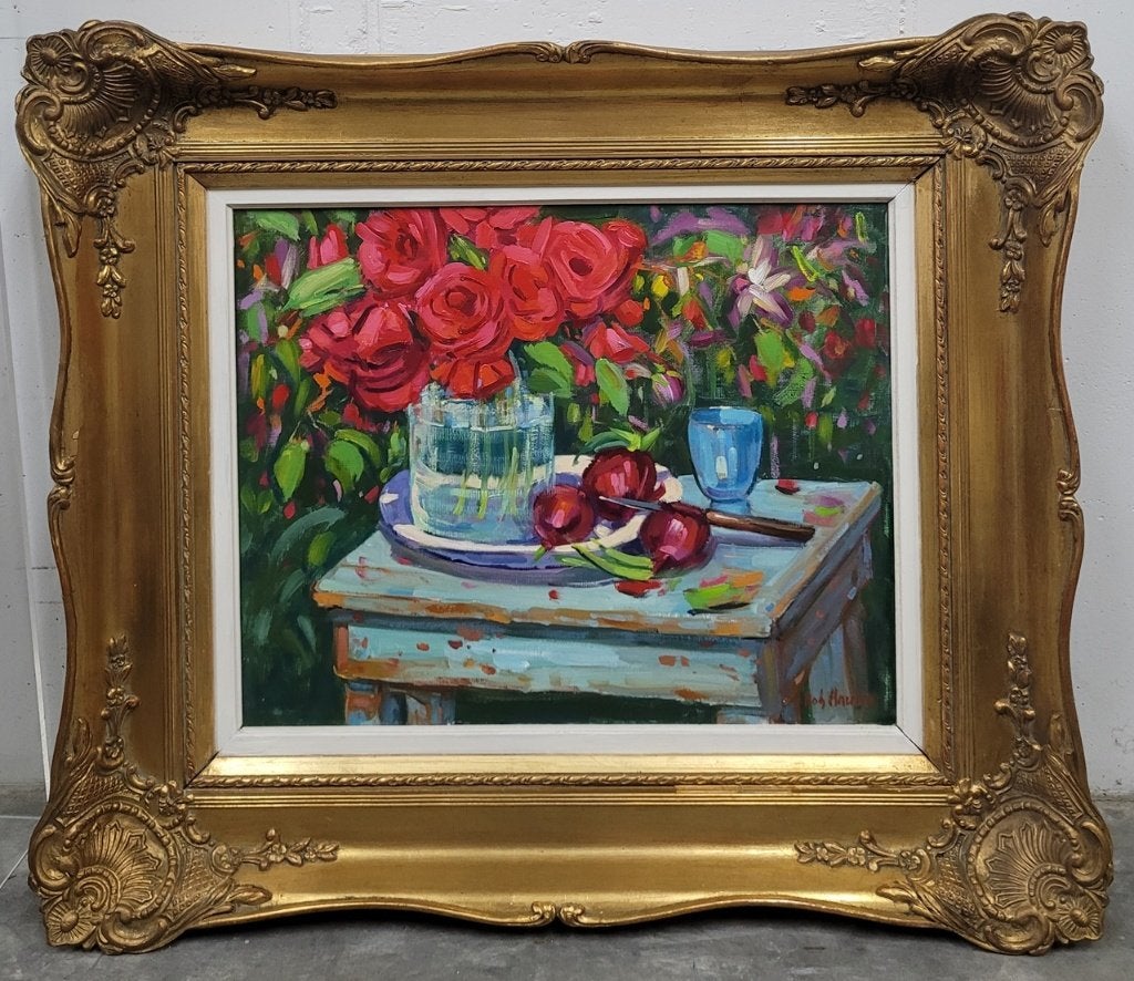 Robert HAUBEN, bloei en oogst, Antiek en Kunst, Bloemen, Doek, Ophalen of Verzenden, Gesigneerd