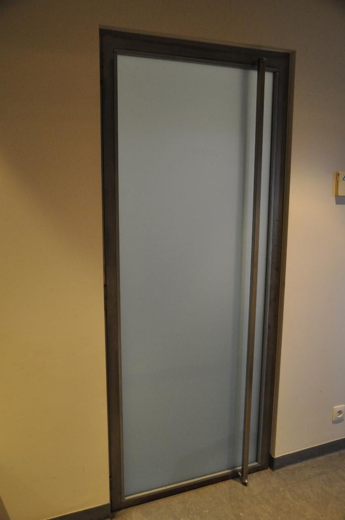 stalen binnendeur met melkglas, Doe-het-zelf en Bouw, Ophalen, Gebruikt, 80 tot 100 cm, Binnendeur